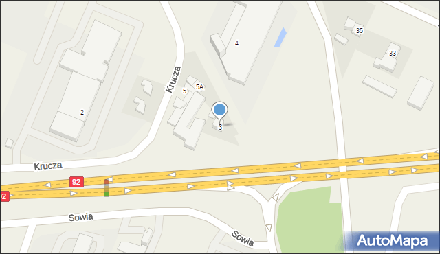 Tarnowo Podgórne, Krucza, 3, mapa Tarnowo Podgórne