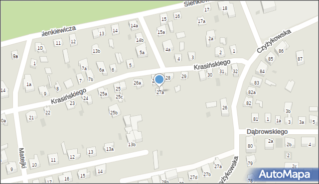 Tczew, Krasińskiego, 27a, mapa Tczew