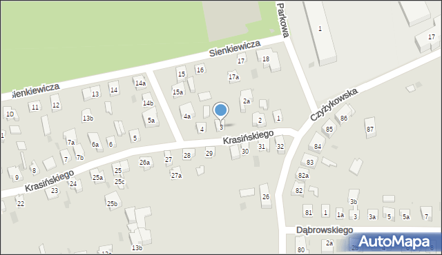 Tczew, Krasińskiego, 3, mapa Tczew