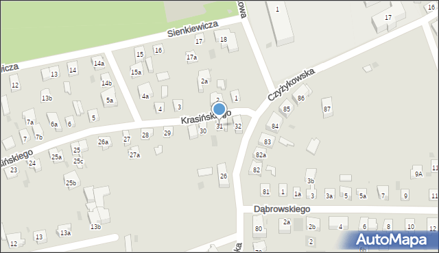 Tczew, Krasińskiego, 31, mapa Tczew