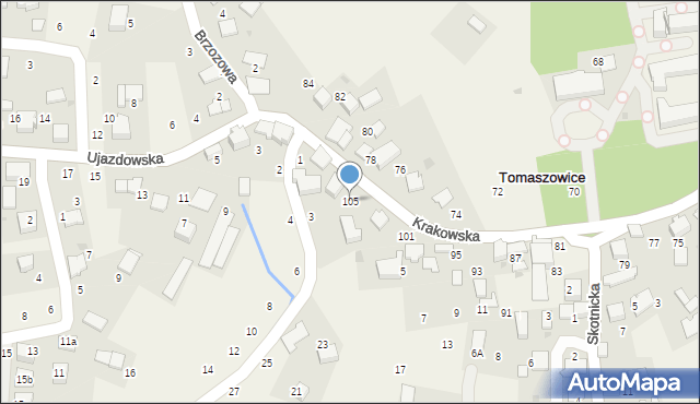 Tomaszowice, Krakowska, 105, mapa Tomaszowice