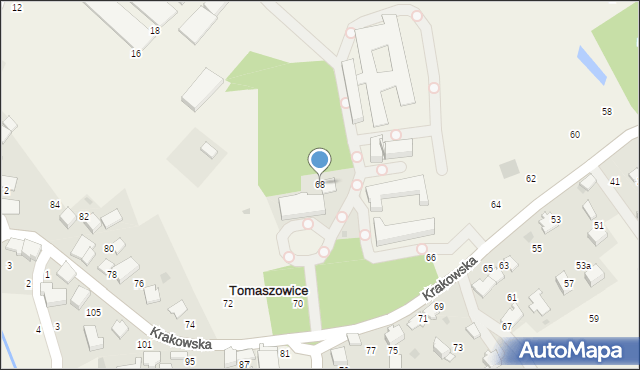 Tomaszowice, Krakowska, 68, mapa Tomaszowice