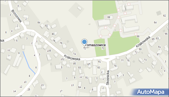 Tomaszowice, Krakowska, 72, mapa Tomaszowice