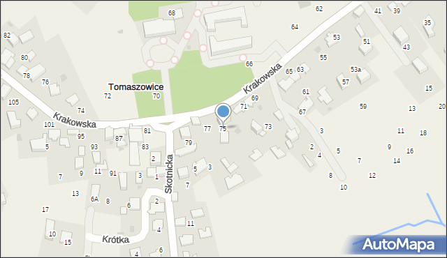 Tomaszowice, Krakowska, 75, mapa Tomaszowice