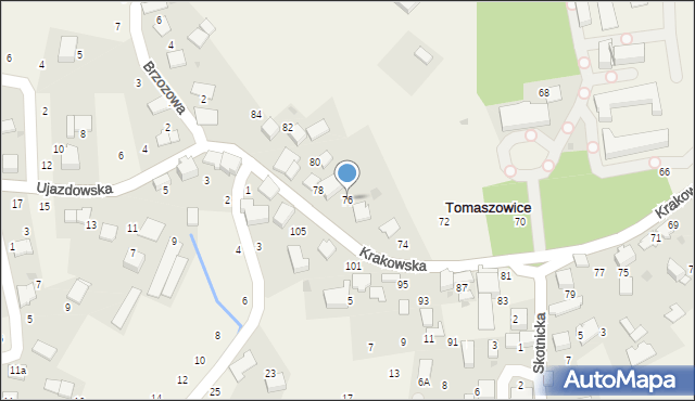 Tomaszowice, Krakowska, 76, mapa Tomaszowice