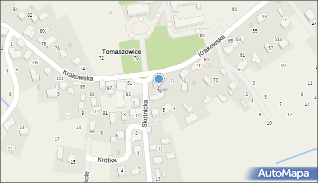 Tomaszowice, Krakowska, 79, mapa Tomaszowice