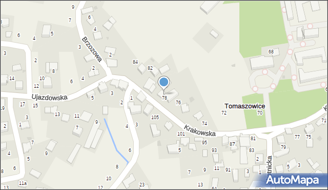 Tomaszowice, Krakowska, 80a, mapa Tomaszowice