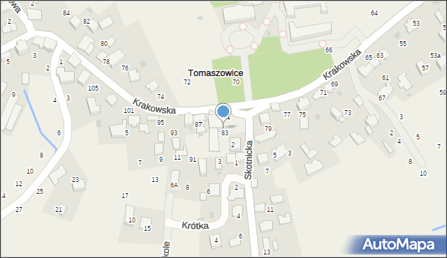 Tomaszowice, Krakowska, 85, mapa Tomaszowice