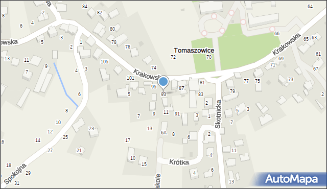 Tomaszowice, Krakowska, 93, mapa Tomaszowice