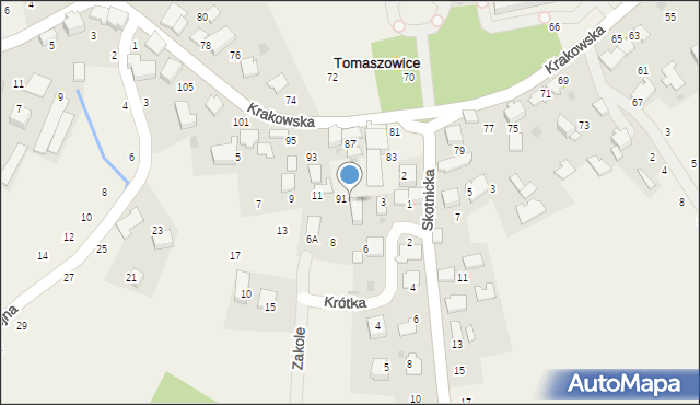 Tomaszowice, Krótka, 5, mapa Tomaszowice