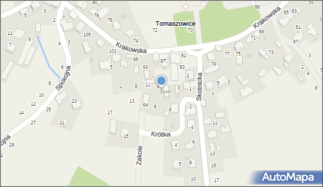 Tomaszowice, Krótka, 7, mapa Tomaszowice