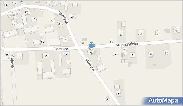 Tomnice, Krotoszyńska, 66, mapa Tomnice