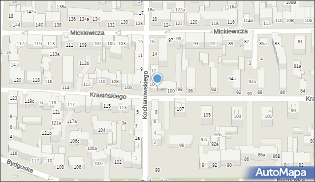 Toruń, Krasińskiego Zygmunta, 102, mapa Torunia