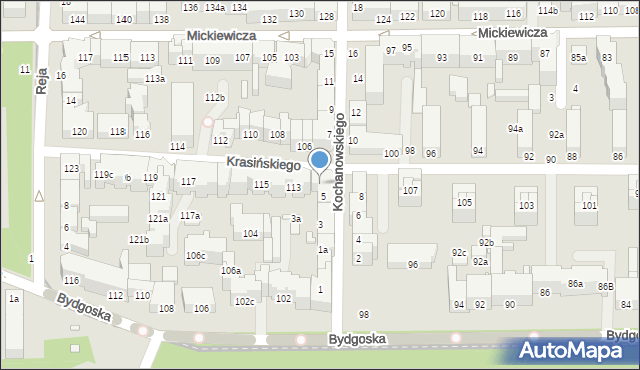 Toruń, Krasińskiego Zygmunta, 111, mapa Torunia