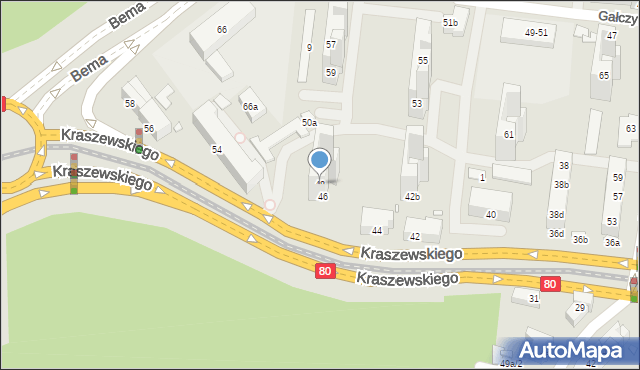 Toruń, Kraszewskiego Józefa Ignacego, 48, mapa Torunia