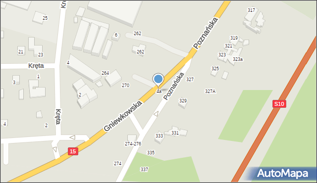 Toruń, Kręta, 4a, mapa Torunia