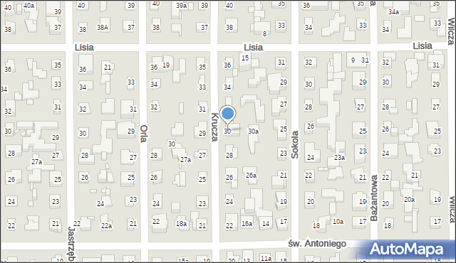 Toruń, Krucza, 30, mapa Torunia