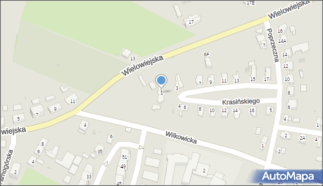 Toszek, Krasińskiego, 1, mapa Toszek