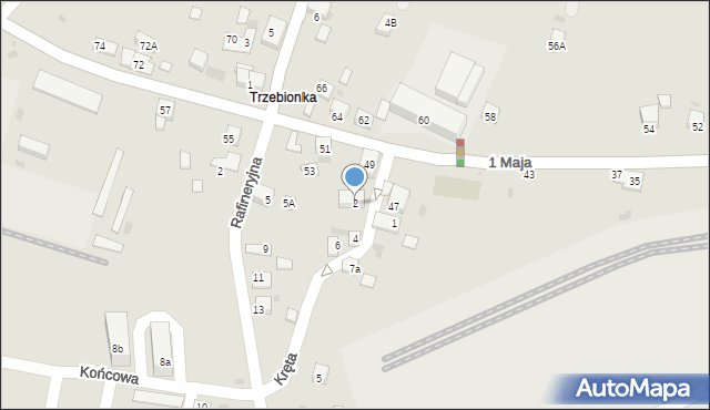 Trzebinia, Kręta, 2, mapa Trzebinia