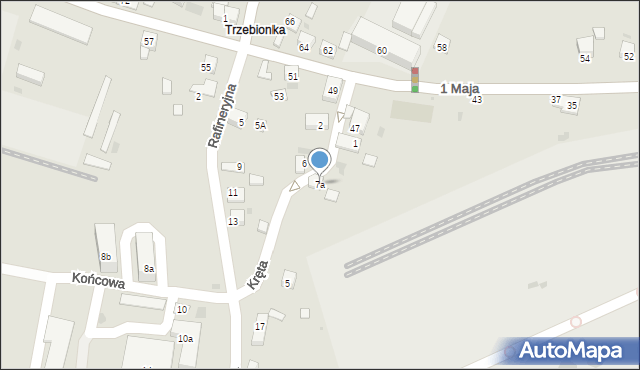 Trzebinia, Kręta, 7a, mapa Trzebinia