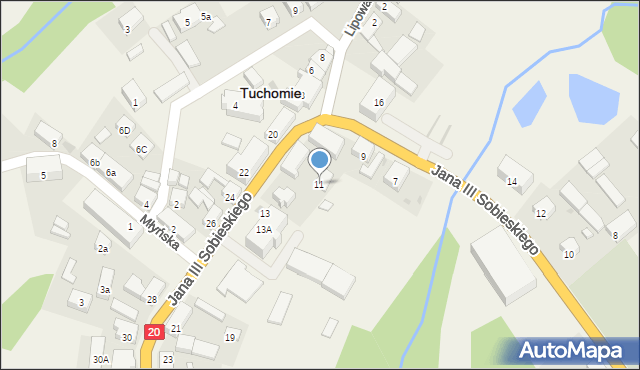 Tuchomie, Króla Jana III Sobieskiego, 11, mapa Tuchomie