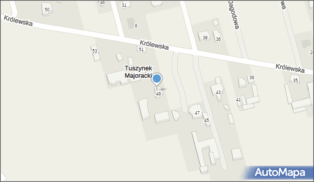 Tuszynek Majoracki, Królewska, 51A, mapa Tuszynek Majoracki