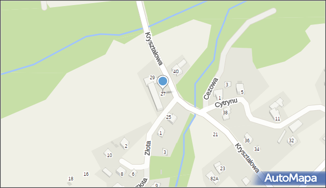 Twardorzeczka, Kryształowa, 27, mapa Twardorzeczka