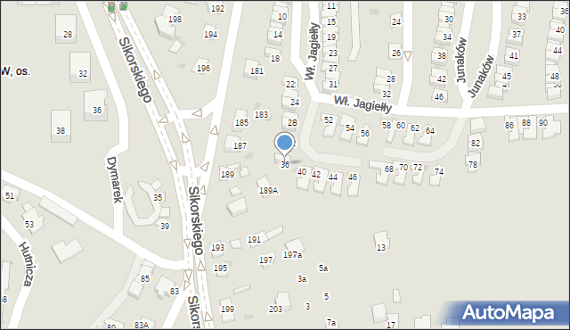 Tychy, Króla Władysława Jagiełły, 36, mapa Tychów