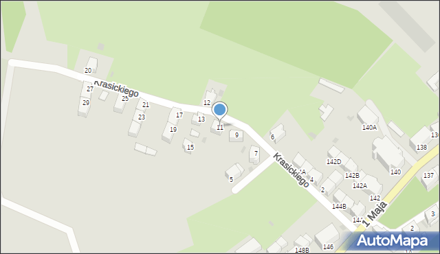Wałbrzych, Krasickiego Ignacego, bp., 11, mapa Wałbrzycha