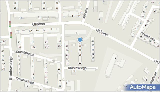 Wałbrzych, Krasińskiego Zygmunta, 30, mapa Wałbrzycha