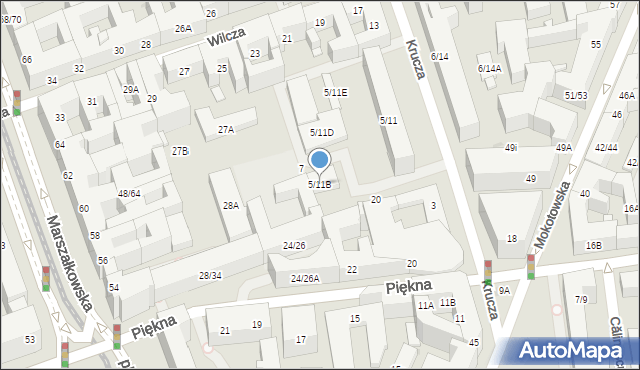 Warszawa, Krucza, 5/11B, mapa Warszawy