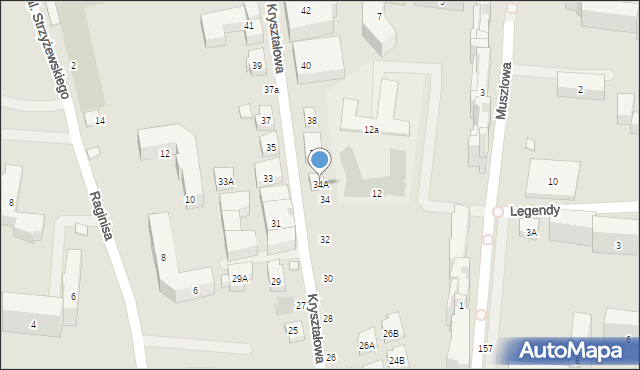 Warszawa, Kryształowa, 34A, mapa Warszawy
