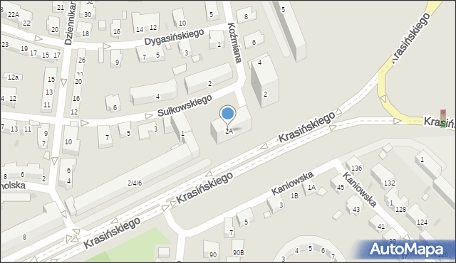Warszawa, Krasińskiego Zygmunta, 2A, mapa Warszawy
