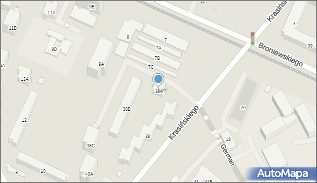 Warszawa, Krasińskiego Zygmunta, 38A, mapa Warszawy