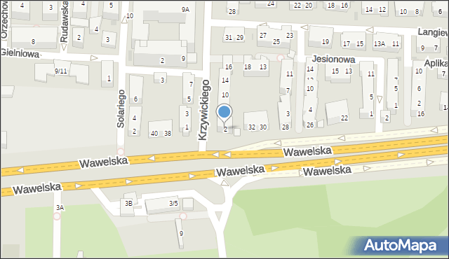 Warszawa, Krzywickiego Ludwika, 2, mapa Warszawy