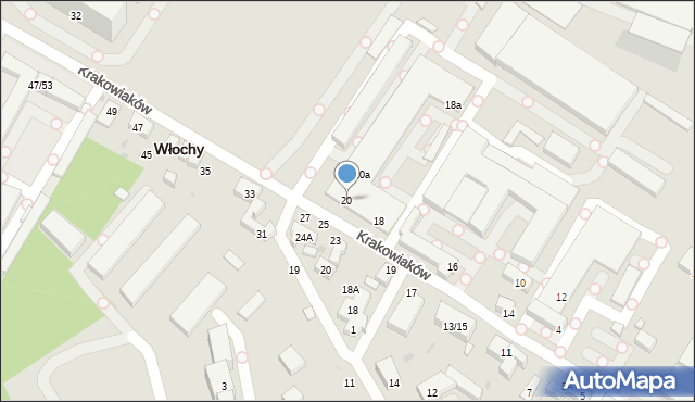 Warszawa, Krakowiaków, 20, mapa Warszawy