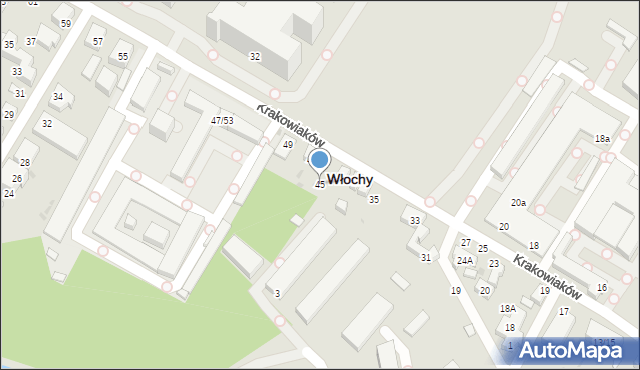 Warszawa, Krakowiaków, 45, mapa Warszawy