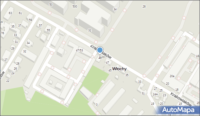 Warszawa, Krakowiaków, 49, mapa Warszawy