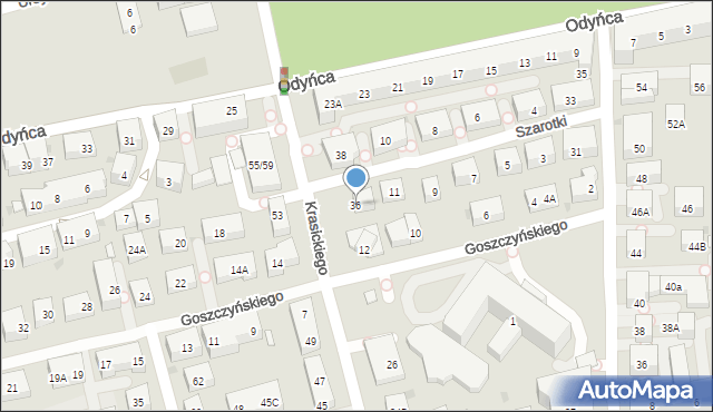 Warszawa, Krasickiego Ignacego, bp., 36, mapa Warszawy