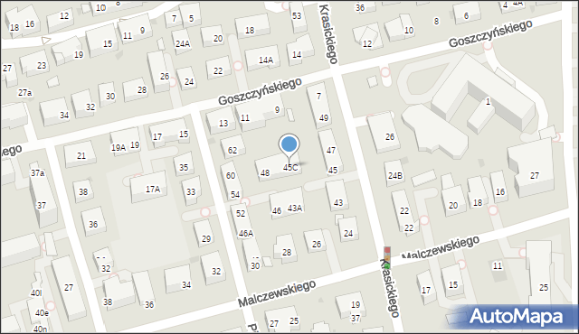 Warszawa, Krasickiego Ignacego, bp., 45C, mapa Warszawy