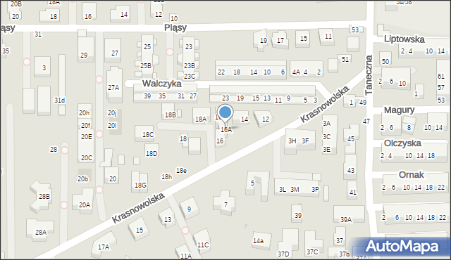 Warszawa, Krasnowolska, 16A, mapa Warszawy