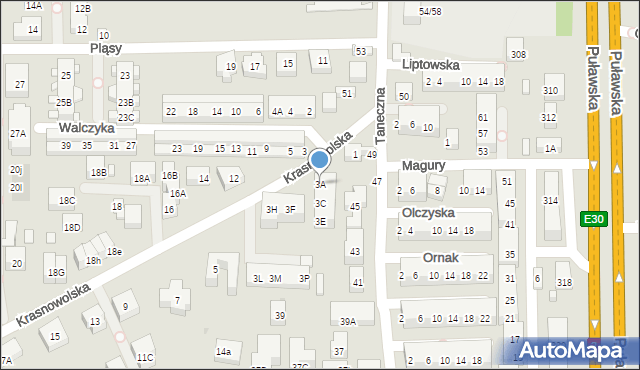 Warszawa, Krasnowolska, 3A, mapa Warszawy