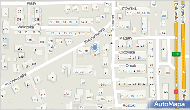 Warszawa, Krasnowolska, 3E, mapa Warszawy