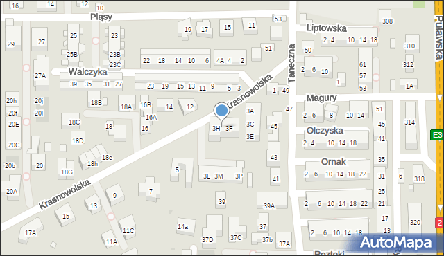 Warszawa, Krasnowolska, 3G, mapa Warszawy