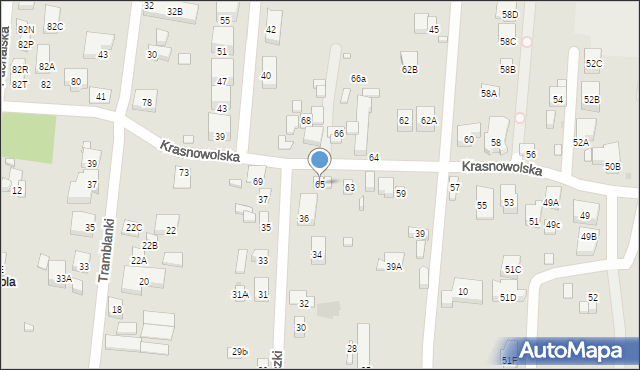 Warszawa, Krasnowolska, 65, mapa Warszawy