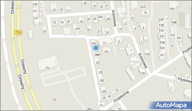 Warszawa, Kremowa, 15B, mapa Warszawy