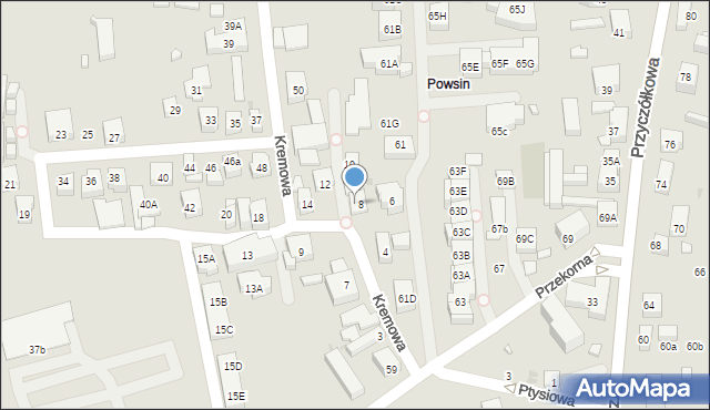 Warszawa, Kremowa, 8A, mapa Warszawy