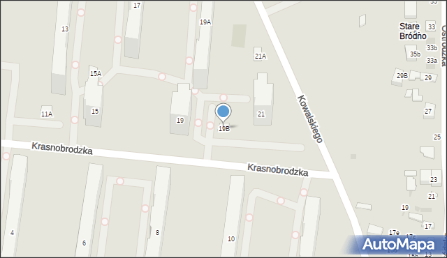 Warszawa, Krasnobrodzka, 19B, mapa Warszawy