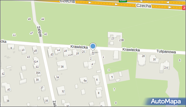 Warszawa, Krawiecka, 22, mapa Warszawy