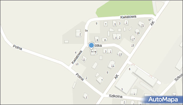 Wąsewo, Krótka, 7, mapa Wąsewo